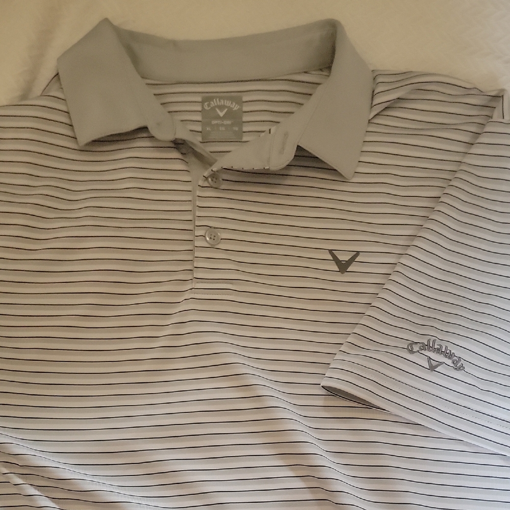 Callaway Men's Opt-dri Golf Polo with Gray Stripes